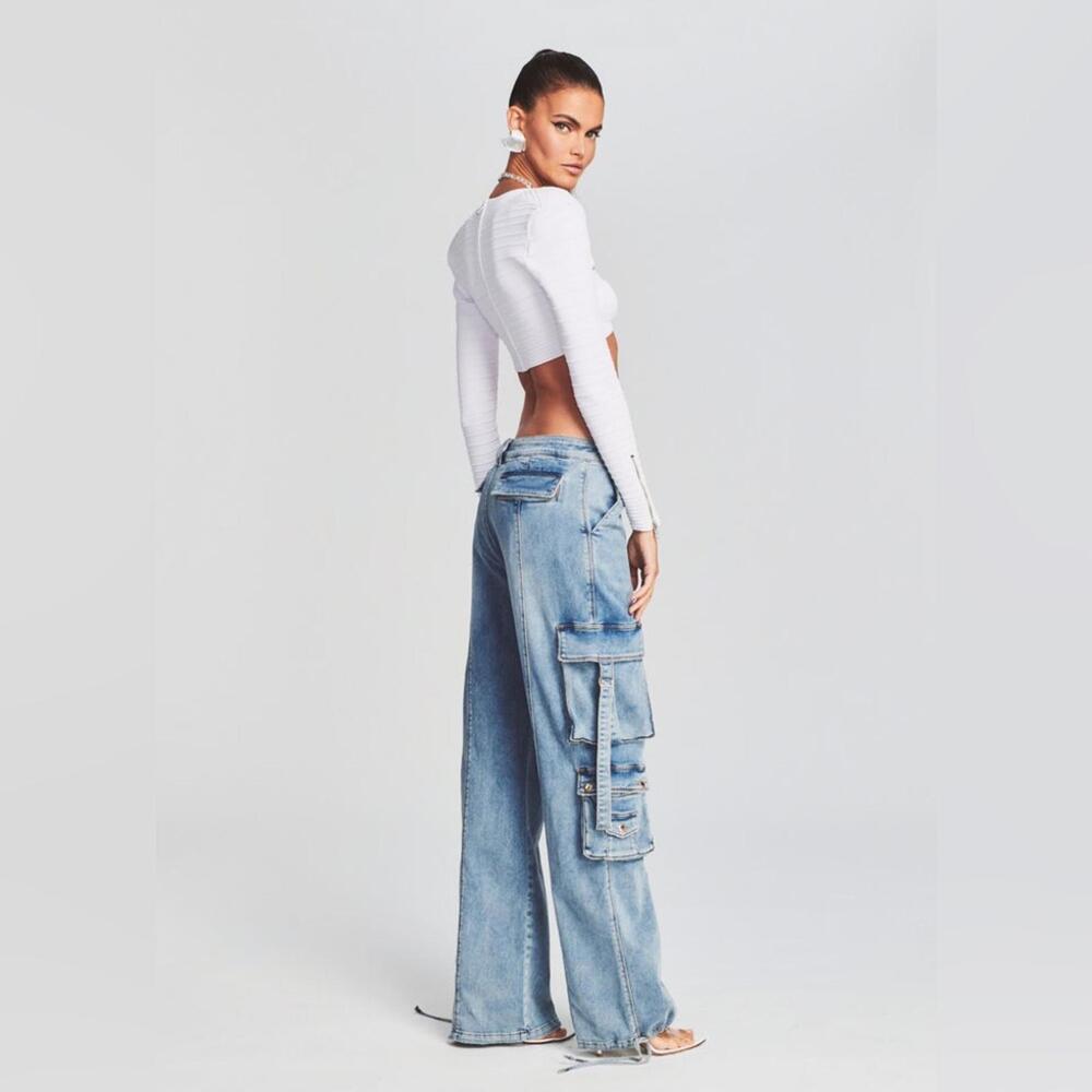 Retrofete Alejandra High Rise Wide Leg Cargo Jean Size 28 **RARE FIND-EUC* - Picture 2 of 4